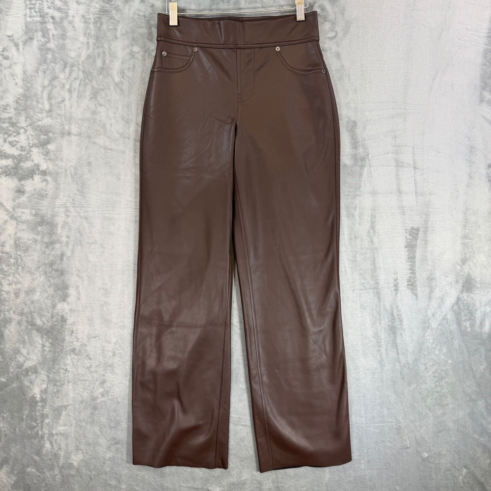 Yitty Faux Leather Wide Leg‎ Pants Women's Size S Brown High Rise